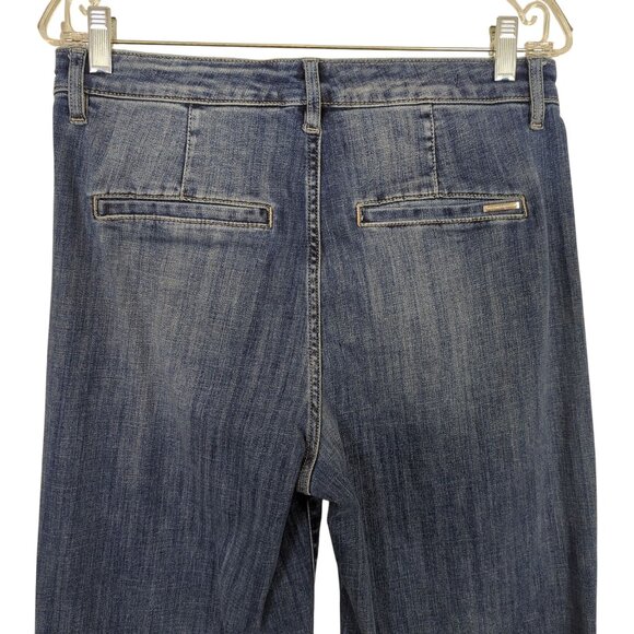 White House Black Market Blue Denim Jeans Sz 10 Wide Leg Extra High-Rise Soft - Picture 4 of 14